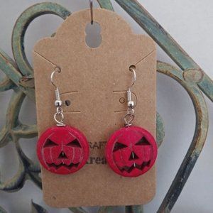 RED JACK O LATERN EARRINGS- NEW -HALLOWEEN